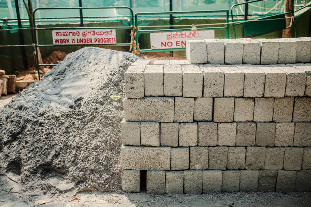 Piles of construction materials in India (Mysore, Karnataka)