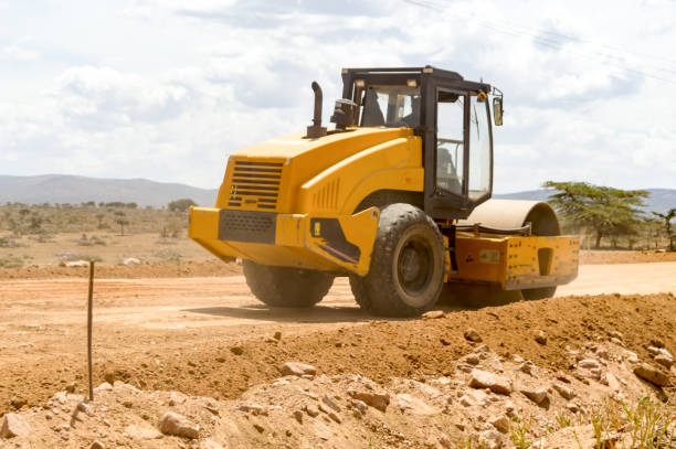 Road Roller Compactor on New Mombasa Road to Nairobi, North West Kenya